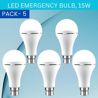 SACRO 15W Rechargeable Inverter LED Bulb with Upto 4H.Power Cut Lighting Pack of_5E120 4 hrs Bulb Emergency Light(White)
