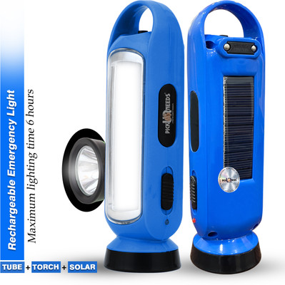 Daily Needs Shop Solar Rechargeable Emergency LED Long Range Torch Light With Long Battery Backup 4 hrs Torch Emergency Light(Blue)