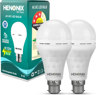 HENONIX 12W Emergency Bulb for Home and Office Use Pack of 2 2 hrs Bulb Emergency Light(White)