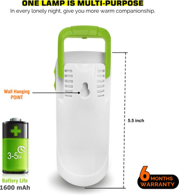 VR Bright Lite Hi-Quality LED Light with Dual Mode brightness table top 6 hrs Flood Lamp Emergency Light(White Green)