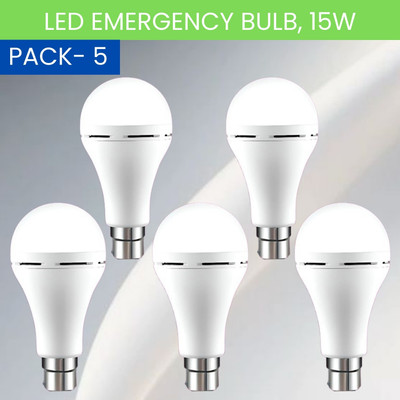 FRONY 15W Rechargeable Inverter LED Bulb with Upto 4H.Power Cut Lighting Pack of_5C300 4 hrs Bulb Emergency Light(White)