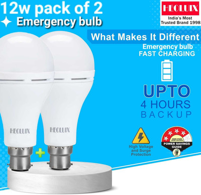 heoluix 12 W Inverter Standard B22 D Inverter Bulb(White, Pack of 2)