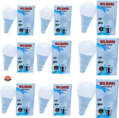 Bilbari 9 W Basic Round B22 LED Bulb(White, Pack of 12)