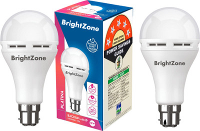 Brightzone 12W Rechargeable Emergency LED Bulbs | Pack of 2 for Uninterrupted Lighting 4 hrs Bulb Emergency Light(White)
