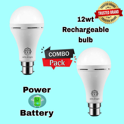 Alfa Bright 12wt power bulb with 2400mah battery with 4hr backup emergency bullb 4 hrs Bulb Emergency Light(White)