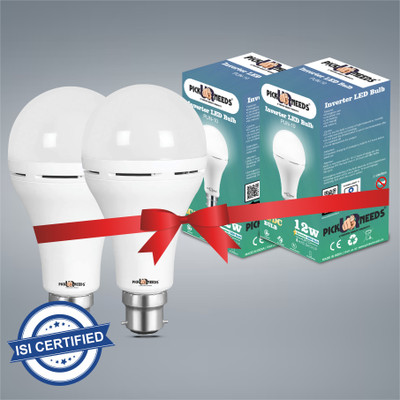 Pick Ur Needs Rechargeable Inverter 9W LED AC/DC Bulb For Home Emergency Light, Self-Charging 4 hrs Bulb Emergency Light(Pack of 2)