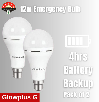 Glowplus G 12W Dual Emergency Light Bulbs with Power Backup 3 hrs Bulb Emergency Light(White)