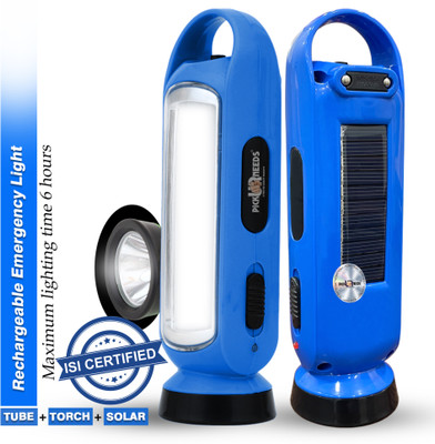 Pick Ur Needs Solar Emergency Rechargeable Search Torch Light Long Range Long Backup 4 hrs Torch Emergency Light(Blue)