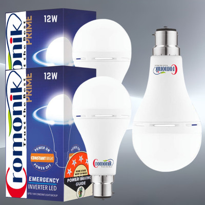Cromonik (Pack of 3)-Rechargeable 12W LED Bulb for Home Use 4 hrs Bulb Emergency Light(White)