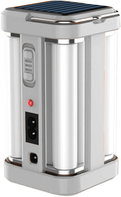 FIRSTLIKE Rechargeable 4 Side Tube With 2 Multiple Mode Extra Bright DC / Solar Lantern 7 hrs Lantern Emergency Light(Silver)
