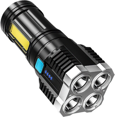 Xydrozen Four-core Strong Light LED Flashlight 3 hrs Torch Emergency Light(Black)