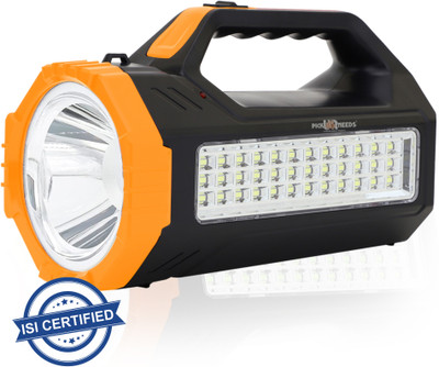 Pick Ur Needs Rechargeable Bright Led Torch Light Laser Long Range High Power Search Light Kisan Rechargable with 36 Led Side Emergency Lights 8 hrs Torch Emergency Light(Orange, Black)