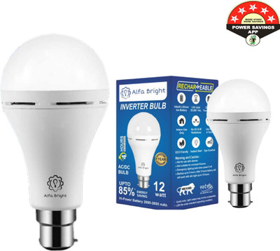 Alfa Bright USB and Solar Charging 12W Emergency LED Bulb 4 hrs Bulb Emergency Light(White)