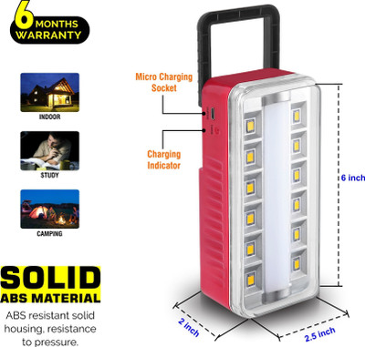 VR Bright Lite Hi-Bright Tube + LED Table Light Rechargeable 8 hrs Lantern Emergency Light(Red)