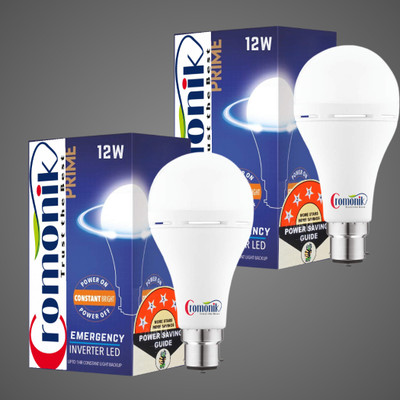 Cromonik (Pack of 2)-Durable Rechargeable 12W LED Bulb 4 hrs Bulb Emergency Light(White)