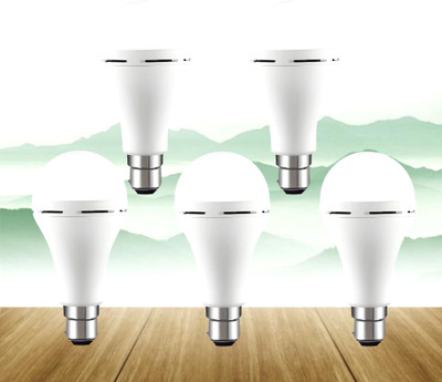 GUGGU Emergency 12W Inverter LED Bulb with 2000mAh Rechargeable Battery Pack of 5 Y97 4 hrs Bulb Emergency Light(White)