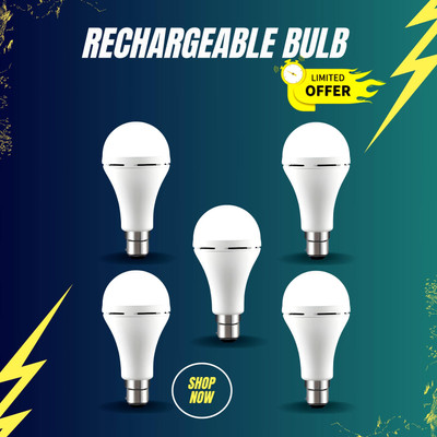 FRONY Rechargeable Emergency Bulb Inverter Bulb, 3Hr Battery Backup_Pack of 5 P262 3 hrs Bulb Emergency Light(White)