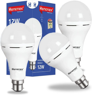 Henonex 12W Rechargeable LED Bulb|Pck of 3 4 hrs Bulb Emergency Light(White)