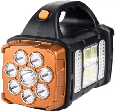 ECOSKY MULTIFUNCTION SOLAR WATERPROOF FLASHLIGHT WITH USB CHARGING,8 BULB LED & COB 5 hrs Torch Emergency Light(Gold)