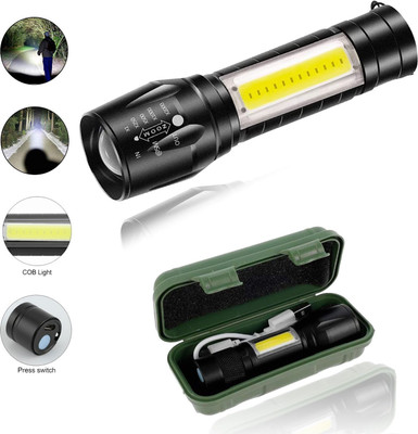 CICASTO USB LED Flashlight with Adjustable Focus Lens 3 hrs Torch Emergency Light(Black)