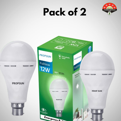 PROPSUN 12 W Inverter Round B22 Inverter Bulb(White, Pack of 2)
