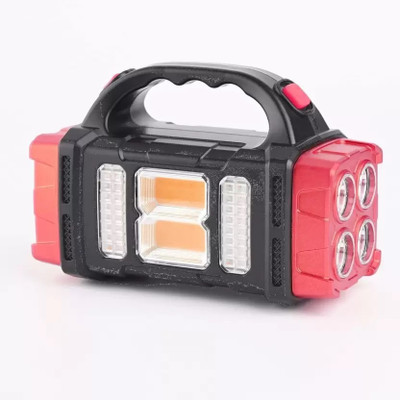 ECOSKY MULTIFUNCTION SOLAR WATERPROOF FLASHLIGHT WITH USB CHARGING,TWIN BULB LED & COB 5 hrs Torch Emergency Light(Red)
