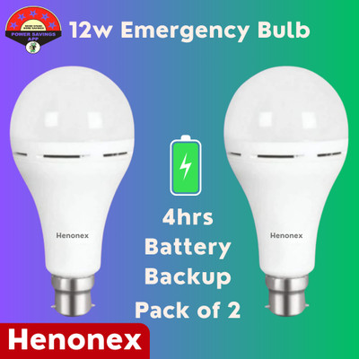Henonex LED Bulb with Emergency Battery 12W Pack of 2 4 hrs Bulb Emergency Light(White)