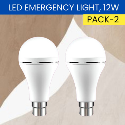 VR Bright Lite 12W Rechargeable Inverter LED Bulb with Upto 4H.Power Cut Lighting Pack of_2B44 4 hrs Bulb Emergency Light(White)