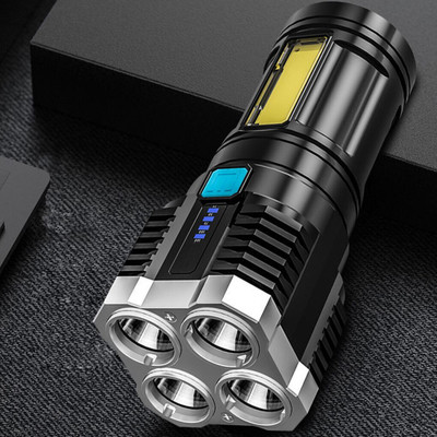 Xydrozen LED Super Bright Flashlight USB Rechargeable-Black 3 hrs Torch Emergency Light(Black)