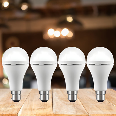Clairbell Emergency 15W Inverter LED Bulb with 1200mAh Rechargeable Battery Pack of 4 K442 4 hrs Bulb Emergency Light(White)