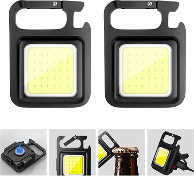 Wifton Portable Pocket Light with Folding Bracket Bottle Opener and Magnet Base-2pc 3 hrs Torch Emergency Light(Black)