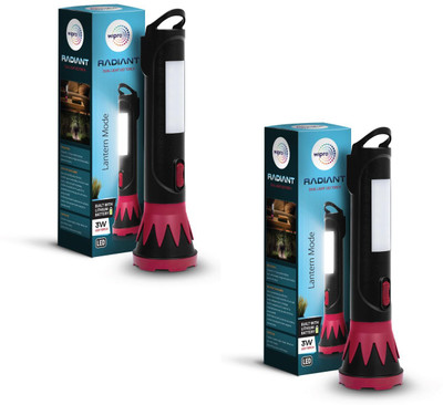 Wipro Radiant Dual LED Torch|Rechargeable Emergency Light| Dual Mode|Torch|Side Light 2 hrs Torch Emergency Light(Black)