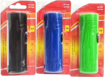 Stylopunk Mini Pocket Light Long Range torch with Android Charging Combo Pack C6 10 hrs Torch Emergency Light(Black, Blue, Green)