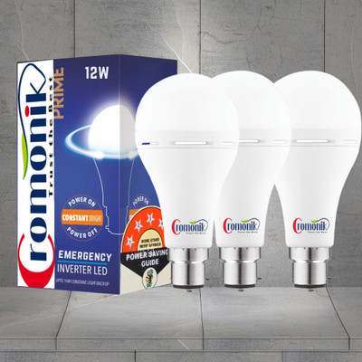 Cromonik (Pack of 3)-12W LED Bulb Rechargeable with Battery Backup 4 hrs Bulb Emergency Light(White)