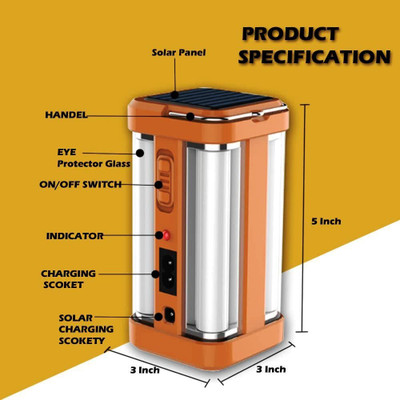 DMCEF Solar Rechargeable LED Emergency Lantern with 4 Tube Lights – High Brightness, 4 hrs Lantern Emergency Light(Multicolor)