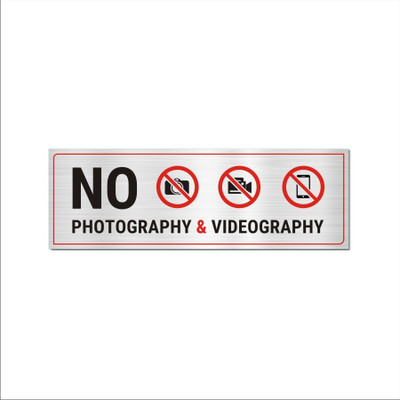 Mindcraftz No Photography Acrylic Signboard Silver color 15x5 inches Emergency Sign