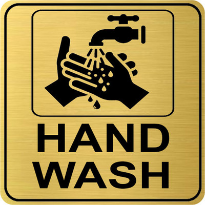 Klowage HAND WASH High Grate Gold Colour Acrylic Sign Board Emergency Sign(Reflective Sign)