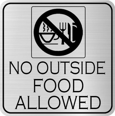 Klowage NO OUTSIDE FOOD ALLOWED Square Silver & Black Acrylic Engraving Emergency Sign Emergency Sign(Reflective Sign)