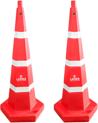 Ladwa 1000 mm Heavy Base Traffic Safety Cone With 3 Reflective Strip Emergency Sign(Reflective Sign)