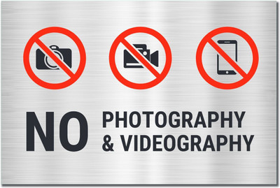 Mindcraftz No Photography and Videography Acrylic Sign Board Silver color Emergency Sign(Reflective Sign)