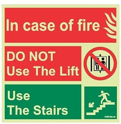 Packgen Packgen Incase of Fire Do Not Use Lift Sign Board walls and doors12x18 Inch Emergency Sign