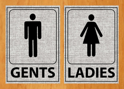 WallDesign Gents & Ladies Sign Board 7 in x 10 in For Washroom Restroom Waterproof Set of 2 Emergency Sign