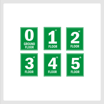 Mindcraftz G plus Five Floor Lift Lobby Staircase Floor Number Pack of 6 Emergency Sign