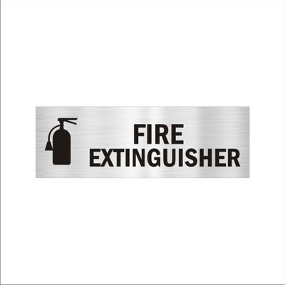 Mindcraftz Fire Extinguisher Acrylic sign board 12 x 4 inches 2mm thick Silver Color Emergency Sign(Reflective Sign)