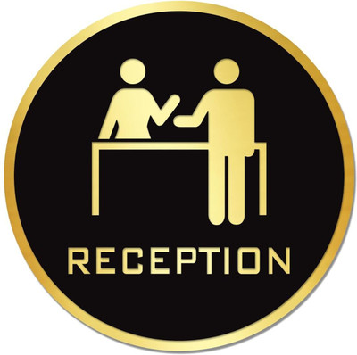 Feeling Well Reception Acrylic Door Sign Self-Adhesive Sticker 6inch pack of 1 Emergency Sign(Reflective Sign)