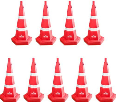 Ladwa 750 mm Heavy Base Traffic Safety Cone With 2 Reflective Strip Emergency Sign(Reflective Sign)