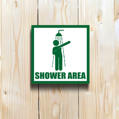 voorkoms Shower Area Sign Boards Sun Board For House & Home 5x5 Inches Emergency Sign