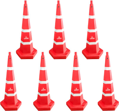 Ladwa 1000 mm Heavy Base Traffic Safety Cone With 3 Reflective Strip Emergency Sign(Reflective Sign)