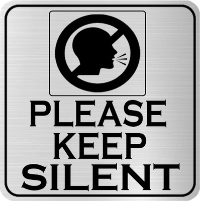 Klowage PLEASE KEEP SILENT Square Silver & Black Acrylic Engraving Emergency Sign Emergency Sign(Reflective Sign)
