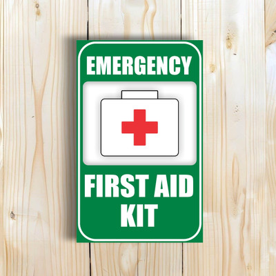 voorkoms Emegency First AID Kit Sign Board For Medical, Hospitals Area 8x5 Inches Emergency Sign